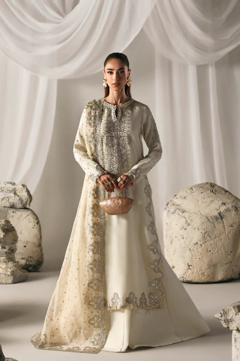 03-Piece Embroidered Lawn Suit With Chiffon Dupatta