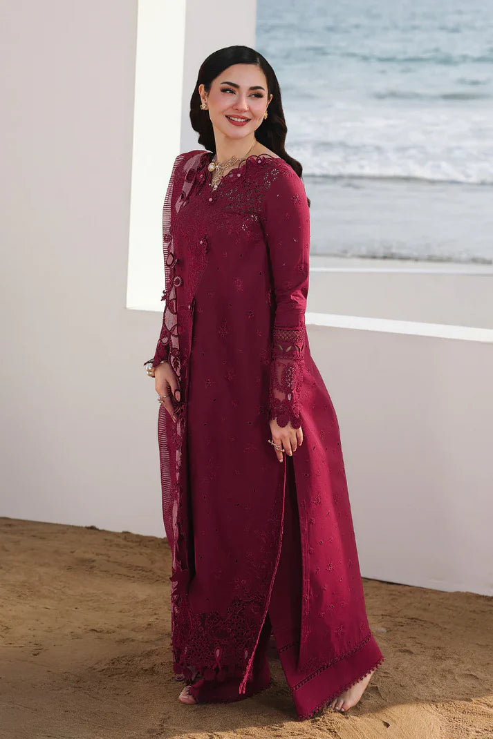 03-Piece Embroidered Cotton Suit With Organza Dupatta | Ready To Wear