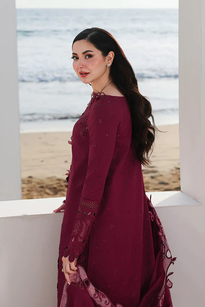 03-Piece Embroidered Cotton Suit With Organza Dupatta | Ready To Wear