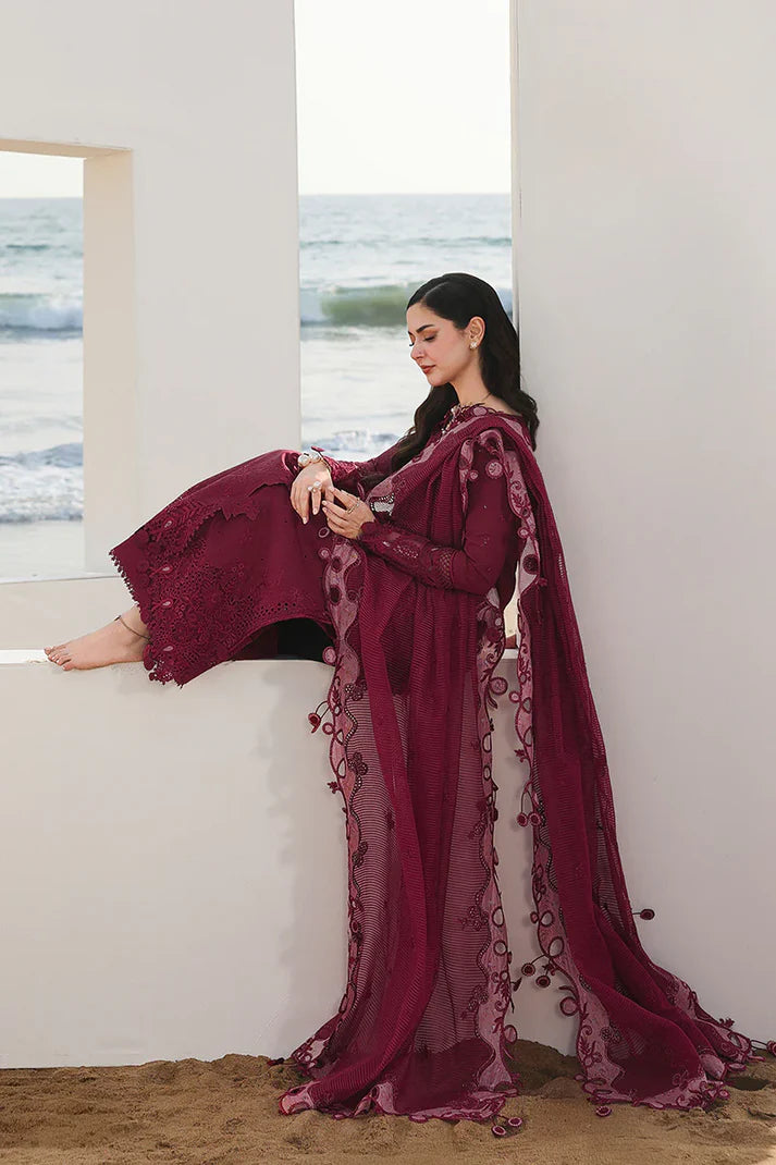 03-Piece Embroidered Cotton Suit With Organza Dupatta | Ready To Wear