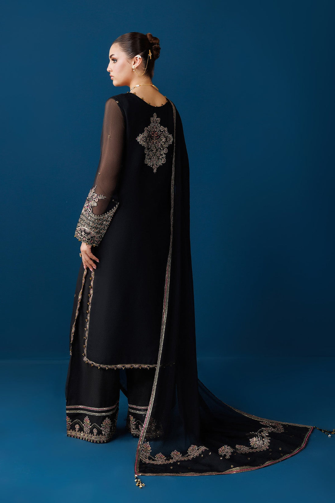 03-Piece Sequence Embroidered Chiffon Suit - Ready To Wear
