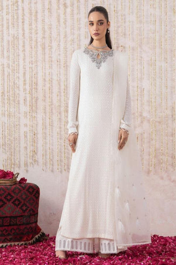 Long Style Heavy Embroidered Chiffon 3-Piece Suit