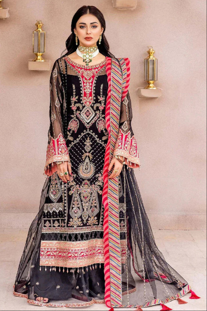 Chiffon 3-piece Fully Embroidered Suit