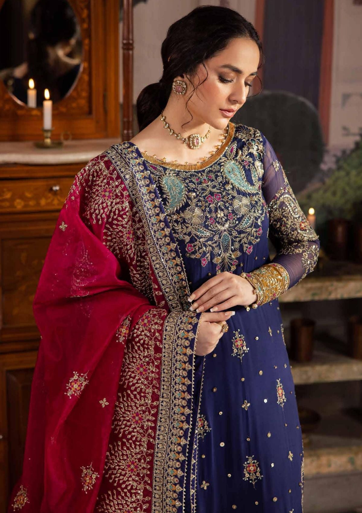 03 Piece Luxury Embroidered Chiffon Suit - Ready  To  Wear