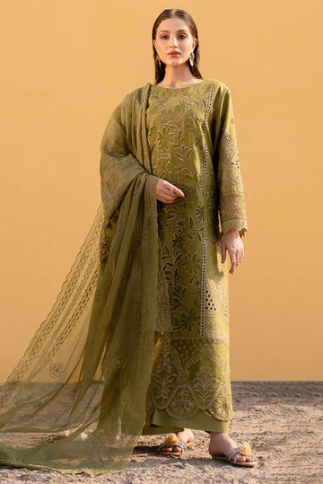 03-Piece Embroidered Cotton Suit With Net Dupatta | Ready To Wear