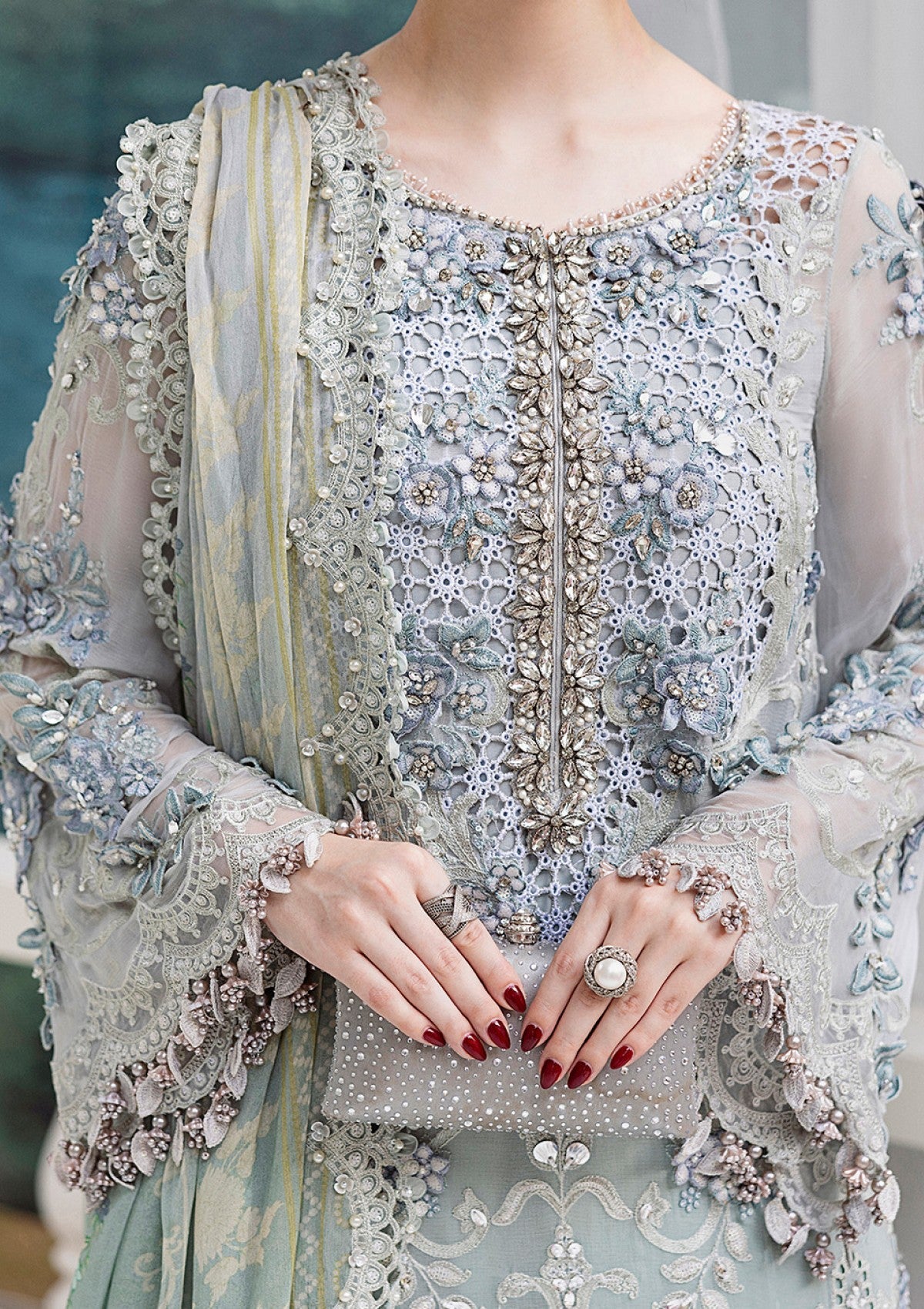 03-Piece Embroidered Chiffon Suit - Ready  To Wear