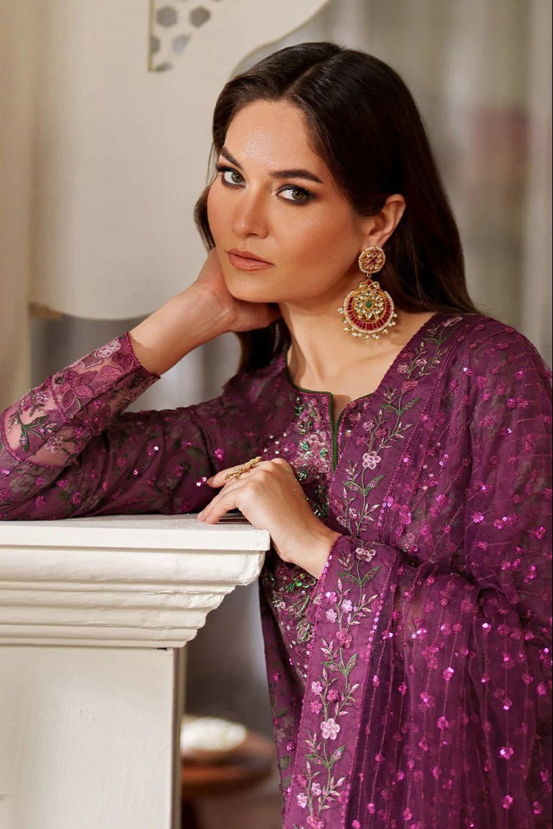 Deep Purple Premium Lawn Thread & Heavy Sequence Embroidered Dress | Ready to Wear