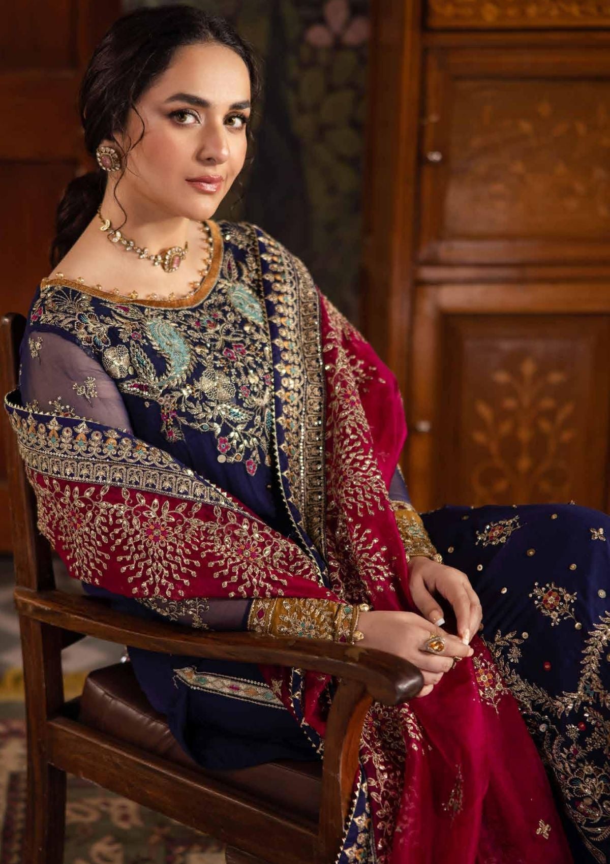 03 Piece Luxury Embroidered Chiffon Suit - Ready  To  Wear