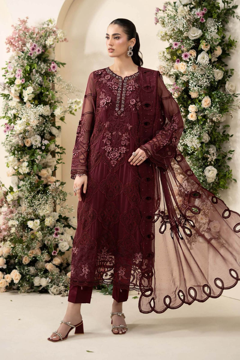 03-piece Chiffon Suit With Chikankari Embroidery | Ready to wear