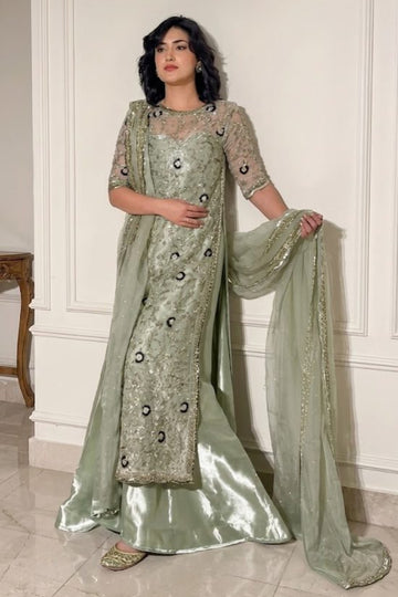 03-Piece Heavy Adda work Organza Suit - Ready to Wear