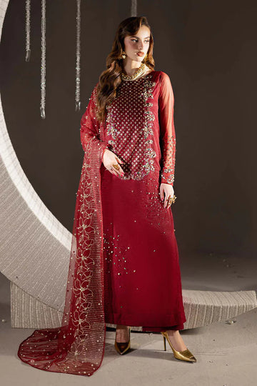 03-Piece Embroidered Silk Suit With Organza Dupatta | Ready To Wear