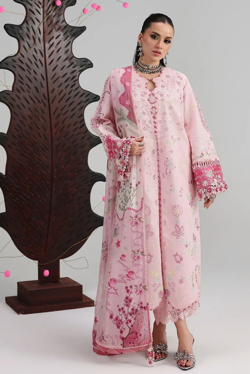 03-Piece Embroidered Lawn Suit With Silk Dupatta | Ready To Wear