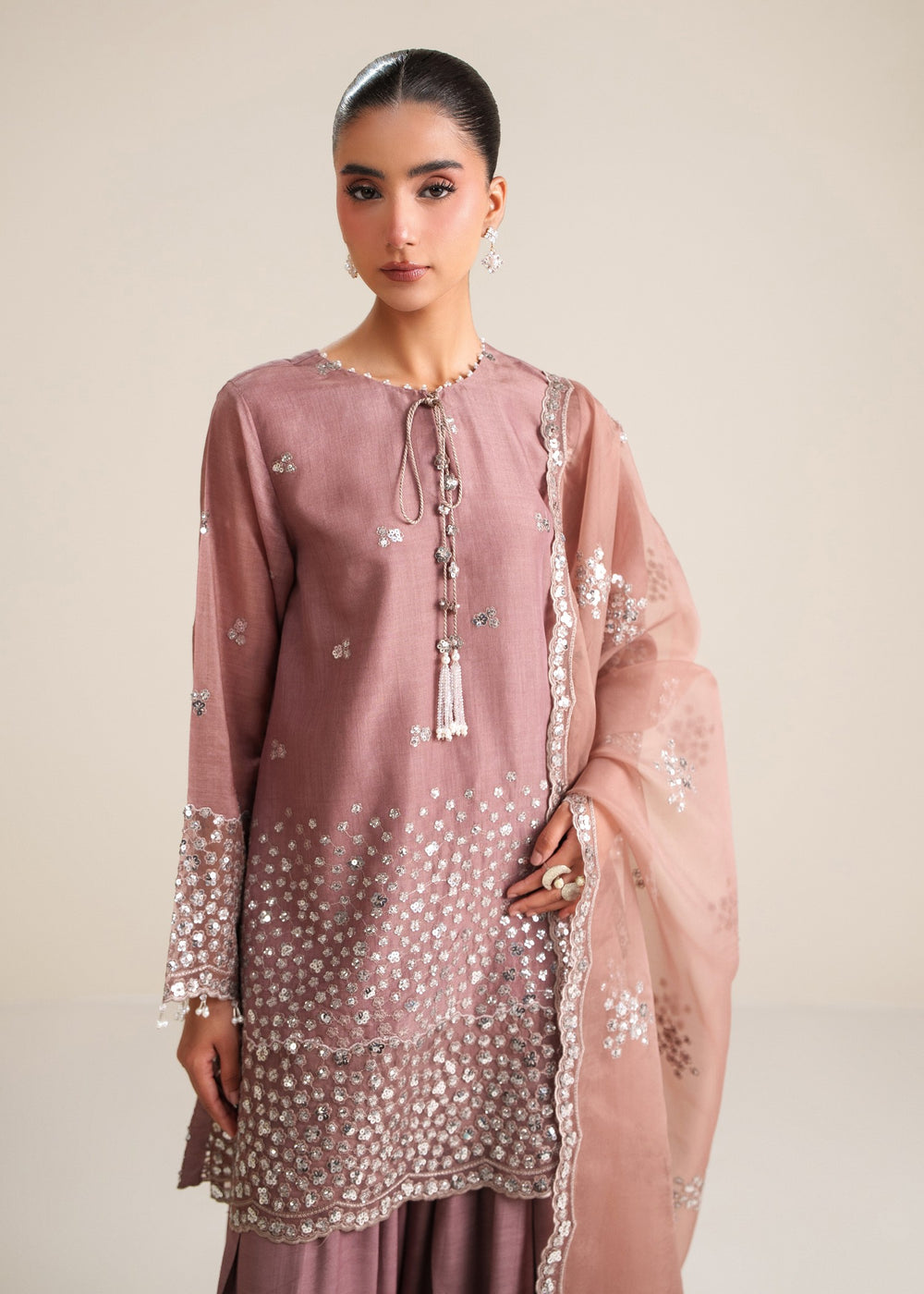 03-Piece Pure Cotton Silk Suit - Ready To Wear