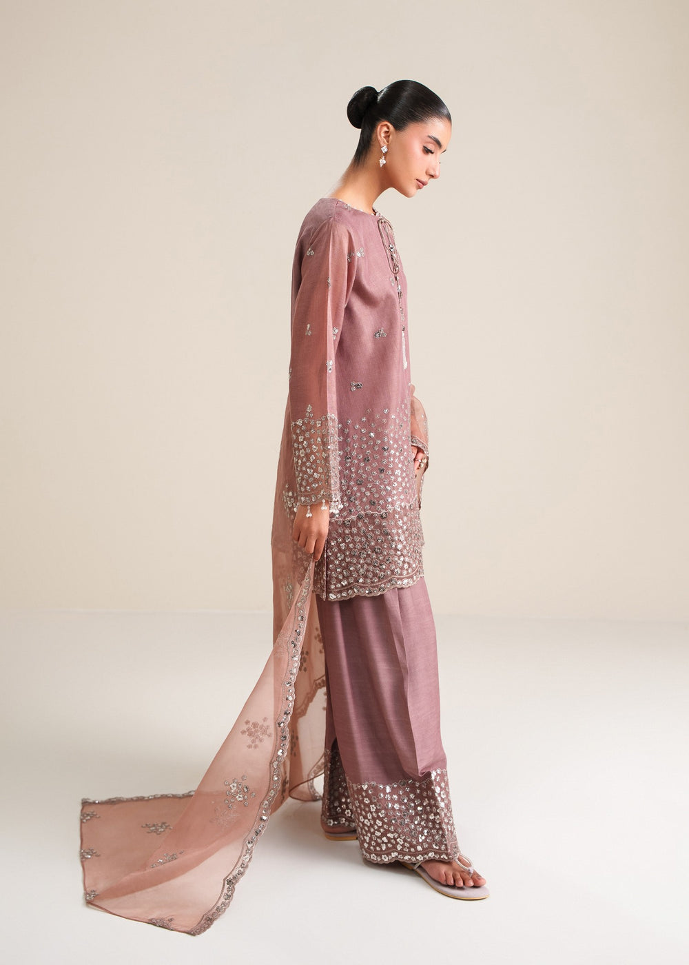 03-Piece Pure Cotton Silk Suit - Ready To Wear