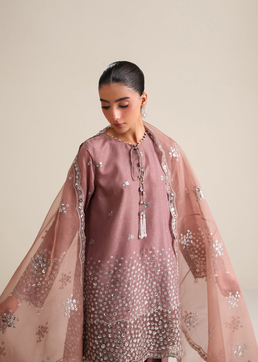 03-Piece Pure Cotton Silk Suit - Ready To Wear