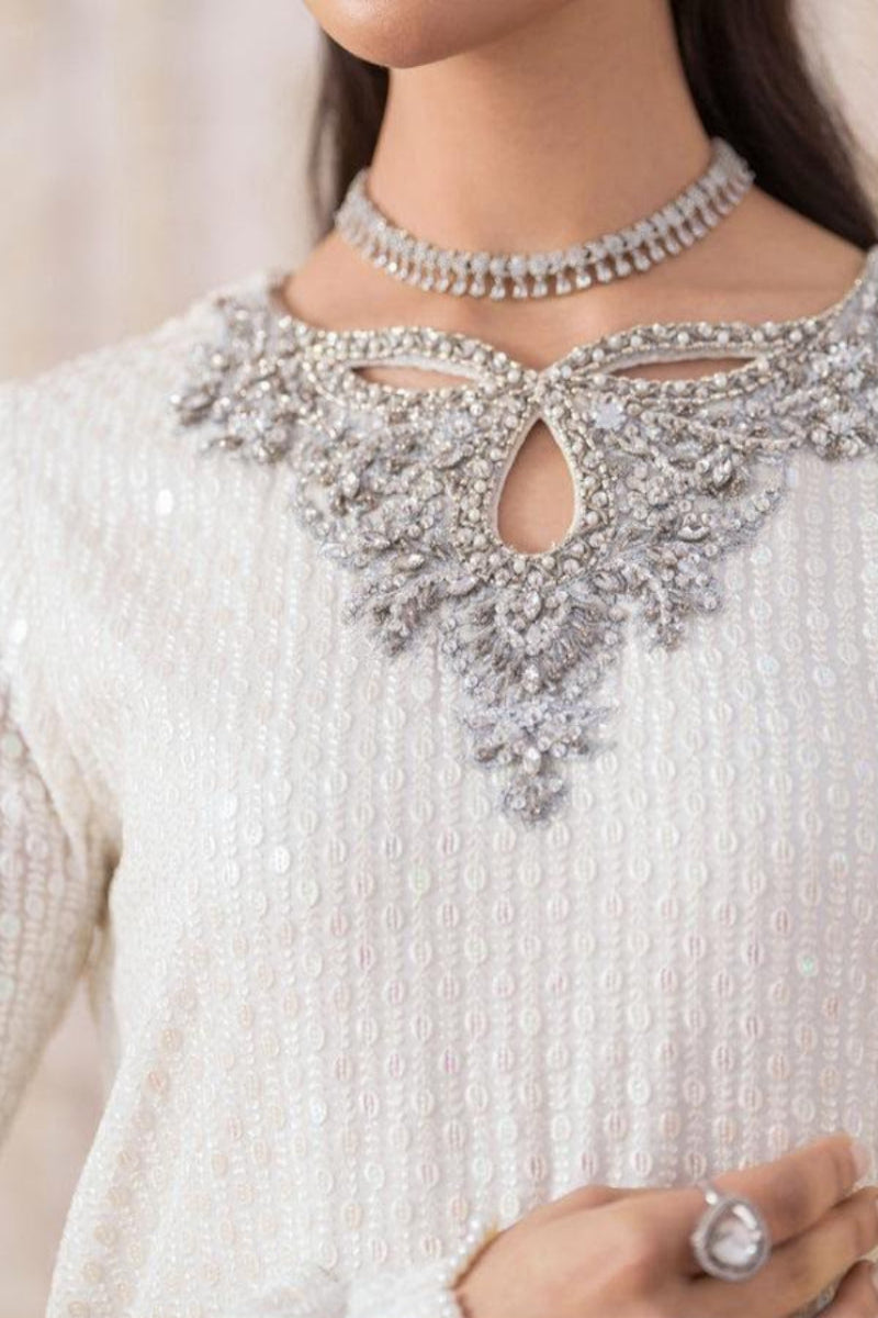 Long Style Heavy Embroidered Chiffon 3-Piece Suit