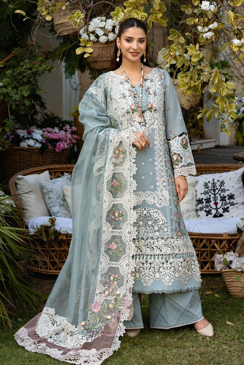 03 Piece Embroidered Chickenkari Suit - Ready  To Wear