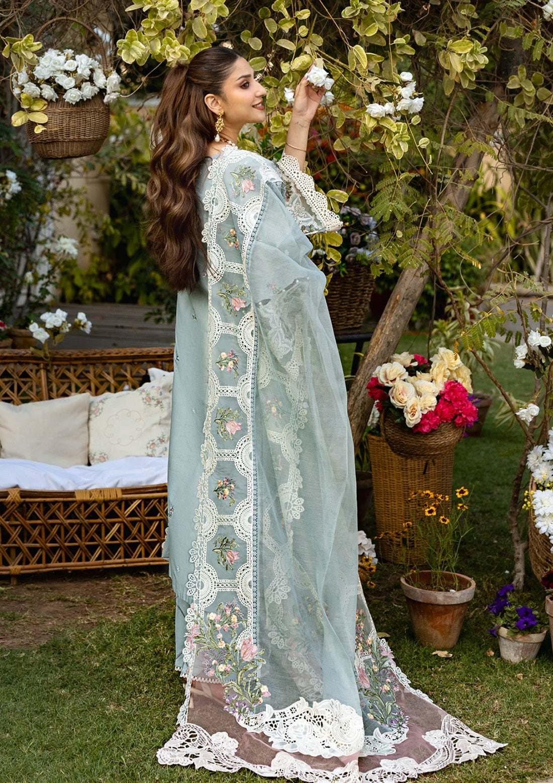 03 Piece Embroidered Chickenkari Suit - Ready  To Wear