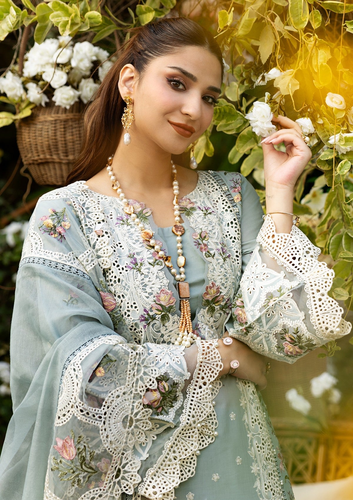 03 Piece Embroidered Chickenkari Suit - Ready  To Wear