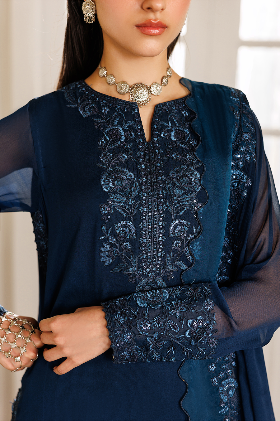 03-Piece Embroidered Chiffon Suit - Ready To Wear