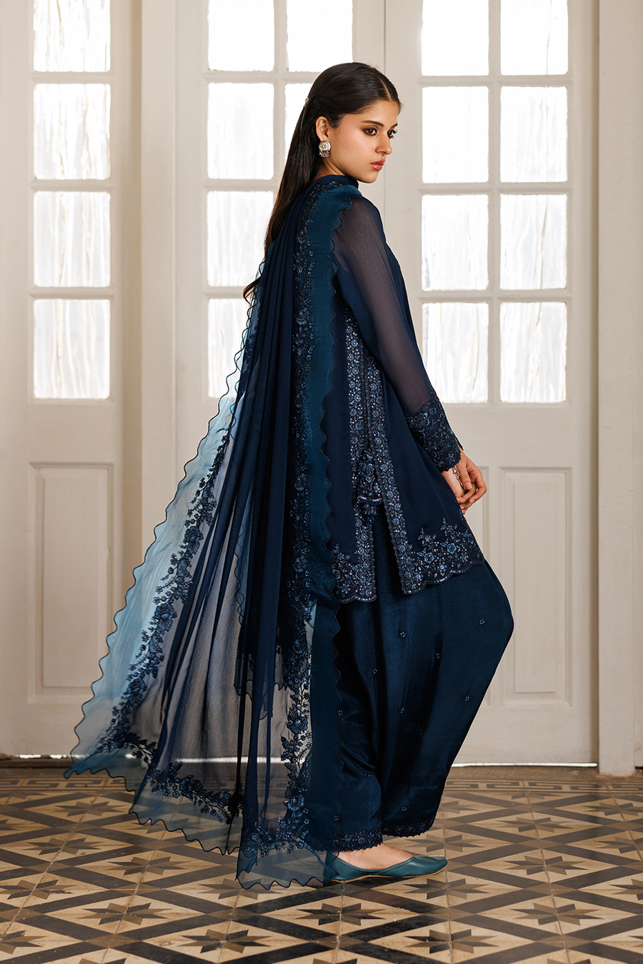 03-Piece Embroidered Chiffon Suit - Ready To Wear