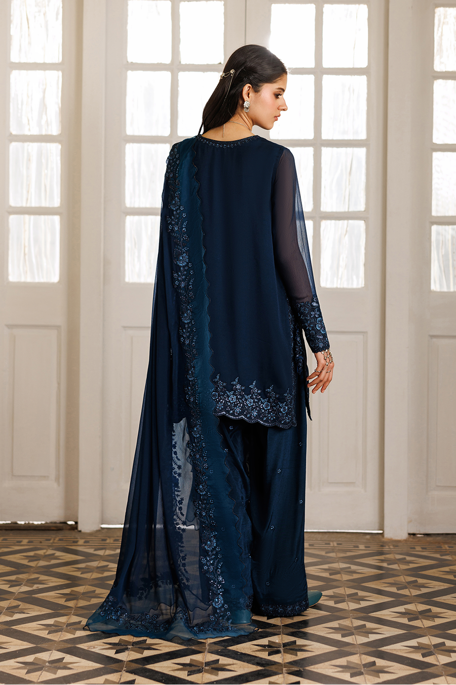 03-Piece Embroidered Chiffon Suit - Ready To Wear