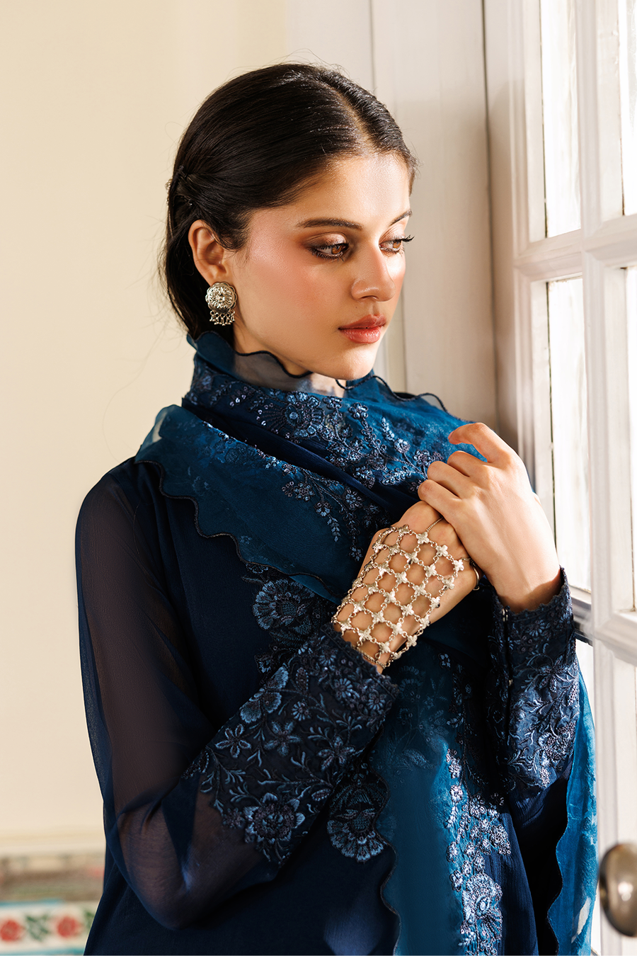 03-Piece Embroidered Chiffon Suit - Ready To Wear