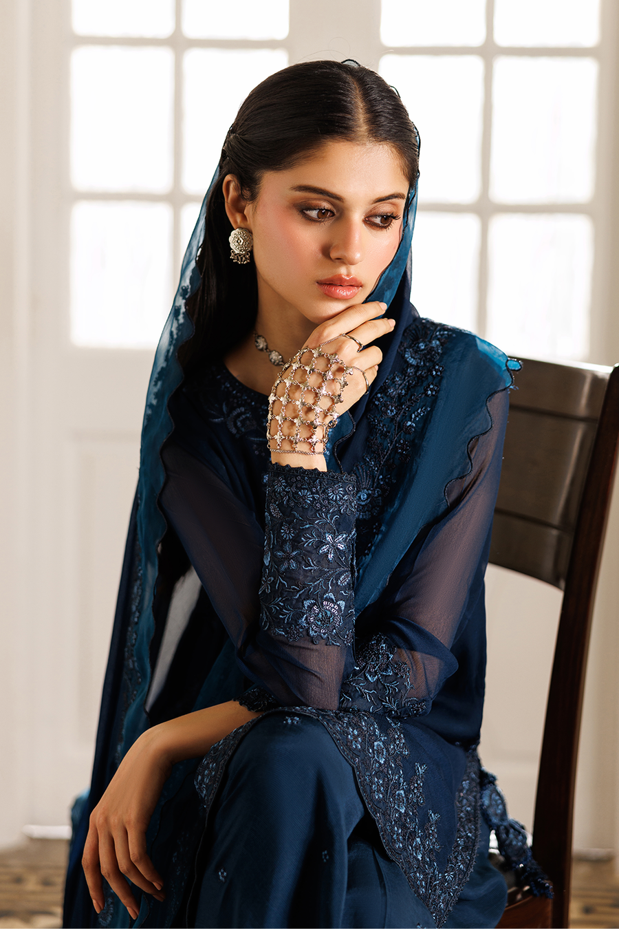 03-Piece Embroidered Chiffon Suit - Ready To Wear