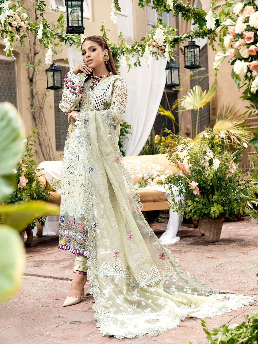 03-Piece Embroidered Lawn Suit With Cotton Net Dupatta | Ready To Wear
