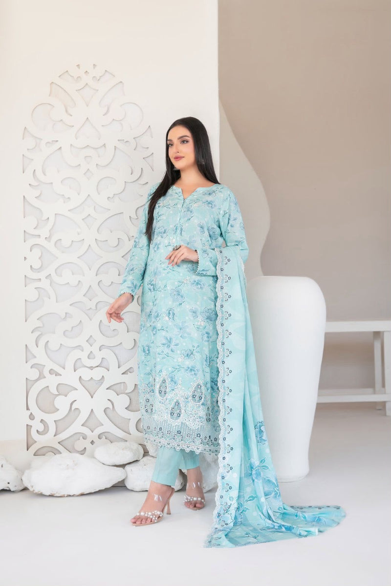 03-piece Lawn Suit With Chikankari Embroidery | Ready to wear