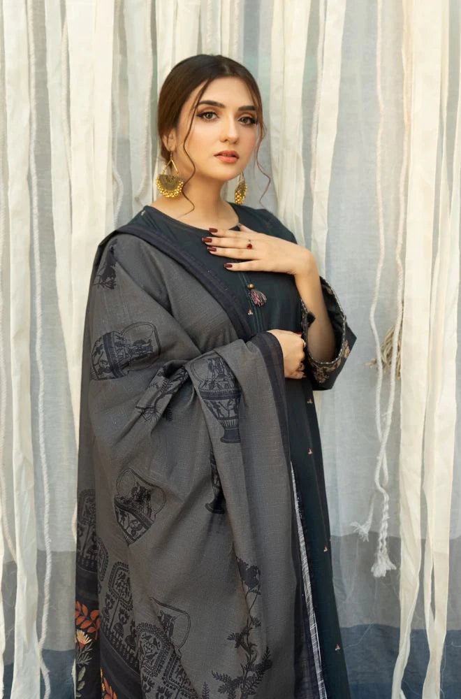 03 Piece Luxury Embroidered Lawn Suit - Ready  to Wear