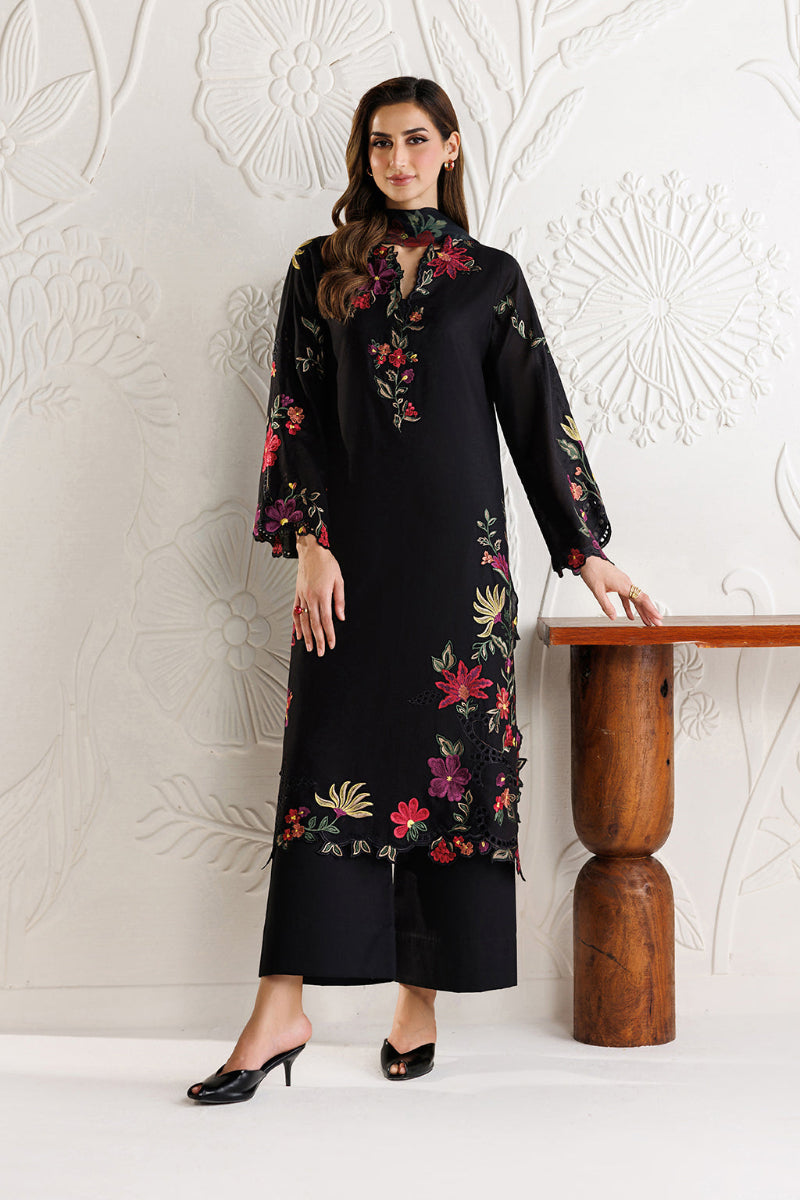03 Piece Luxury Embroidered  Chiffon  Suit - Ready  To Wear
