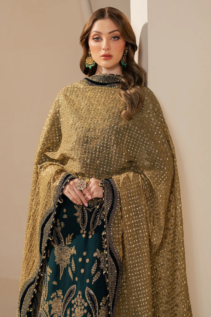 Chiffon 3-Piece Unstitched Suit with Organza Embroidered
