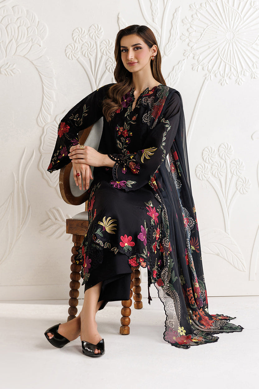 03 Piece Luxury Embroidered  Chiffon  Suit - Ready  To Wear
