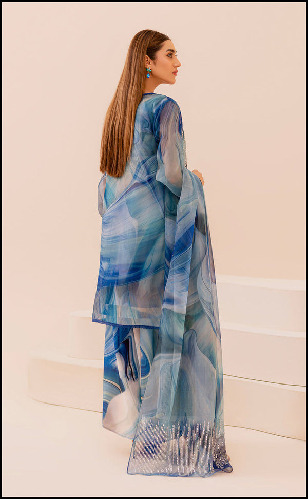 3 Piece Stitched Organza Suit - Ready to wear