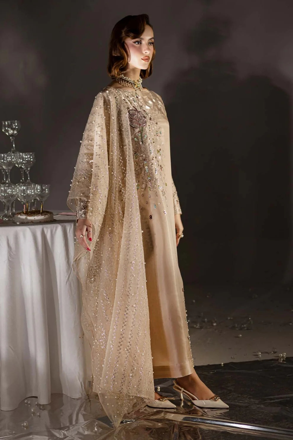 03-Piece Embroidered Cotton Suit With Chiffon Dupatta | Ready To Wear