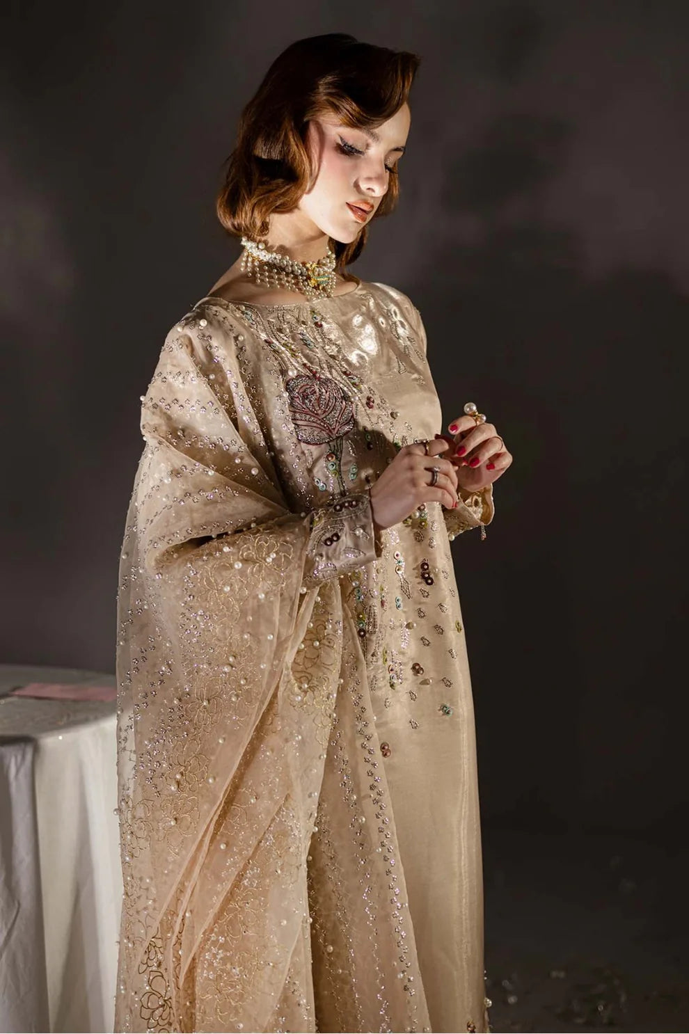 03-Piece Embroidered Cotton Suit With Chiffon Dupatta | Ready To Wear
