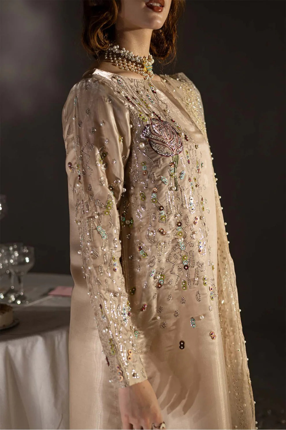 03-Piece Embroidered Cotton Suit With Chiffon Dupatta | Ready To Wear