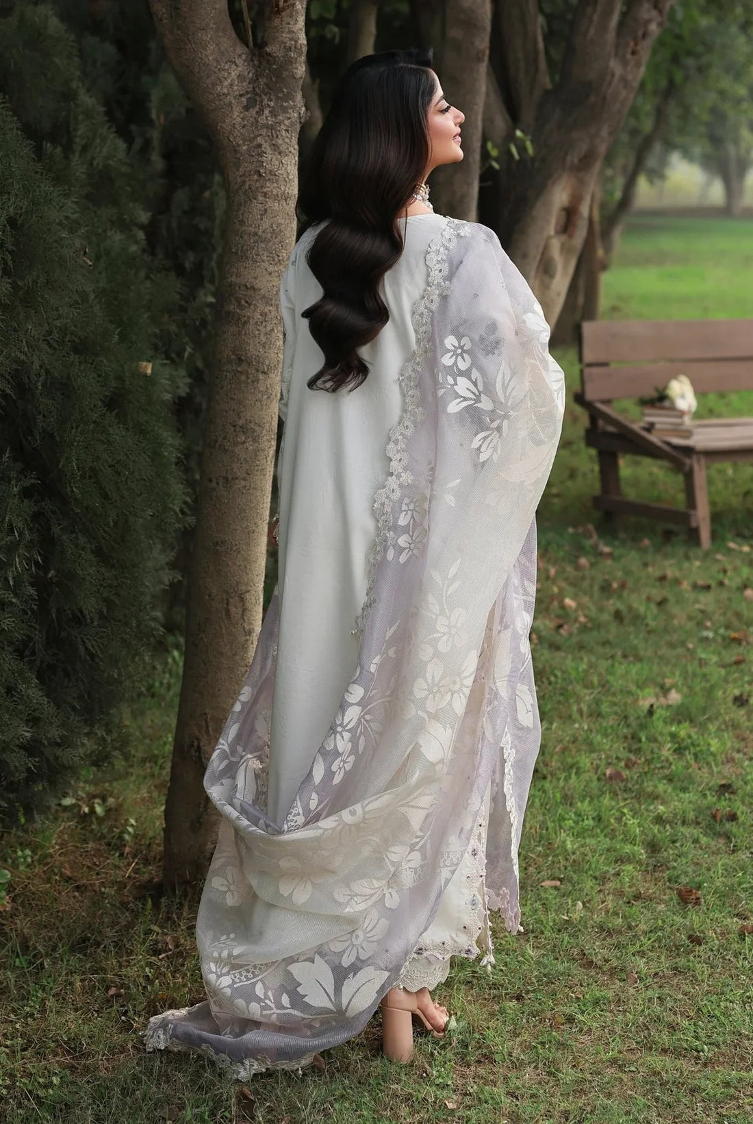 03 Piece Luxury Embroidered  Lawn Suit - Ready To Wear