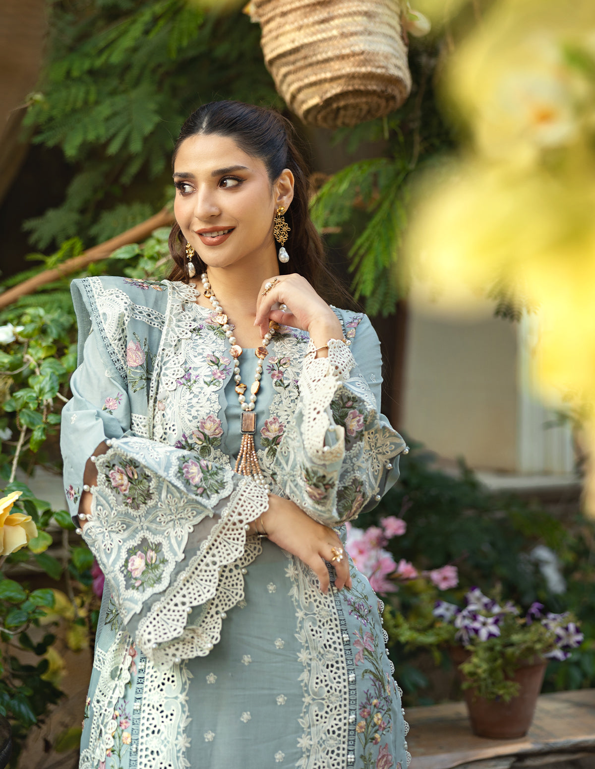 03 Piece Embroidered Chickenkari Suit - Ready  To Wear