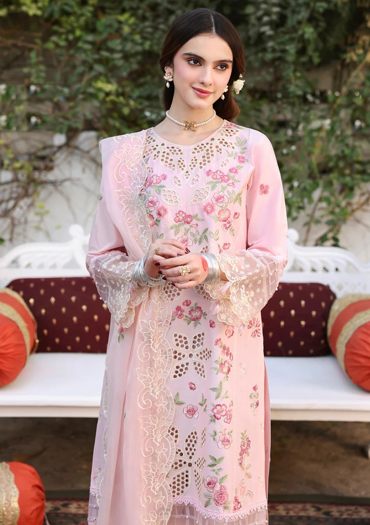 03 Piece Embroidered Cotton Suit - Ready To Wear