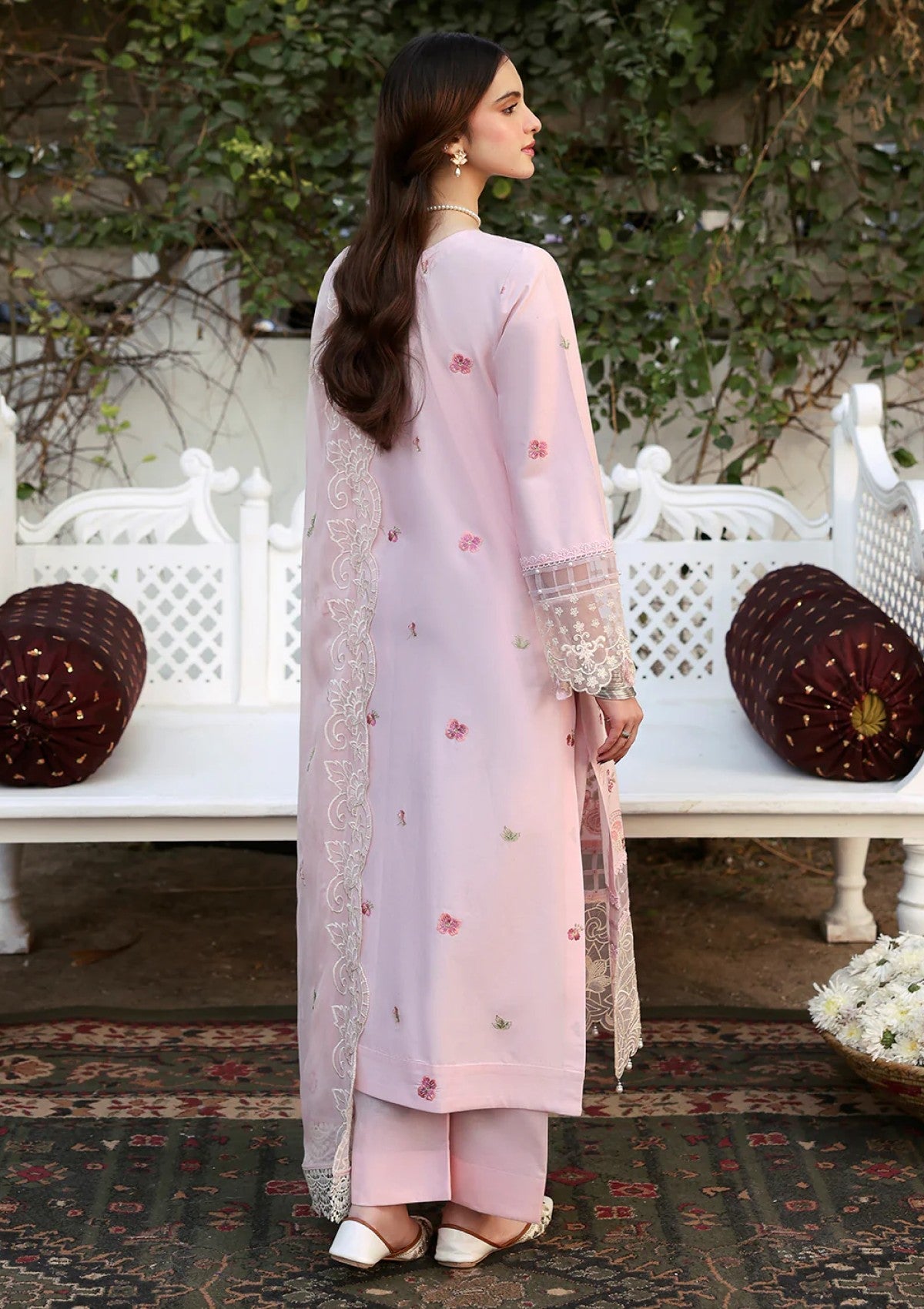 03 Piece Embroidered Cotton Suit - Ready To Wear