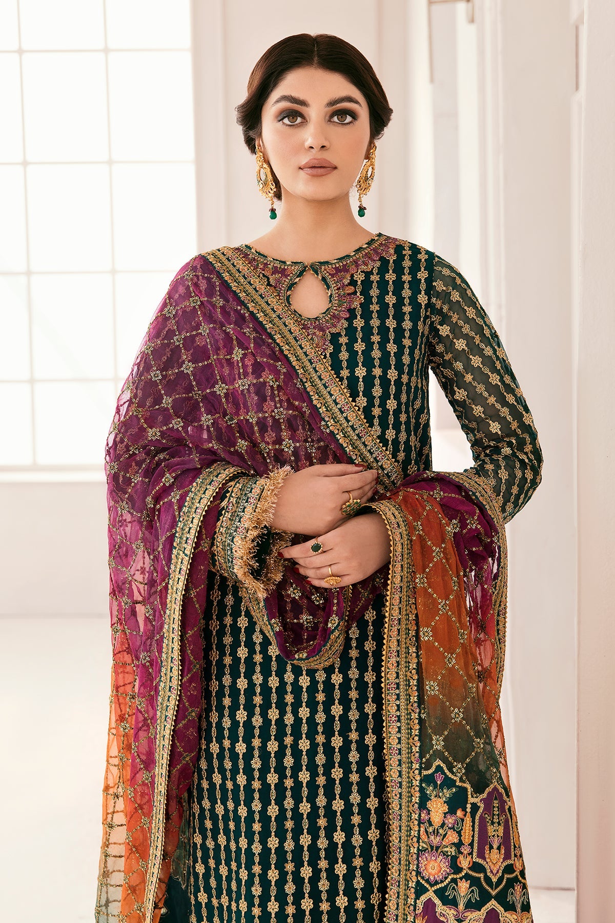 03 Piece Luxury  Embroidered Chiffon Suit - Ready  To Wear