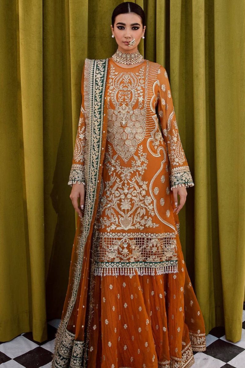 04-Piece Luxury Chiffon & Net Gharara Suit - Ready To Wear