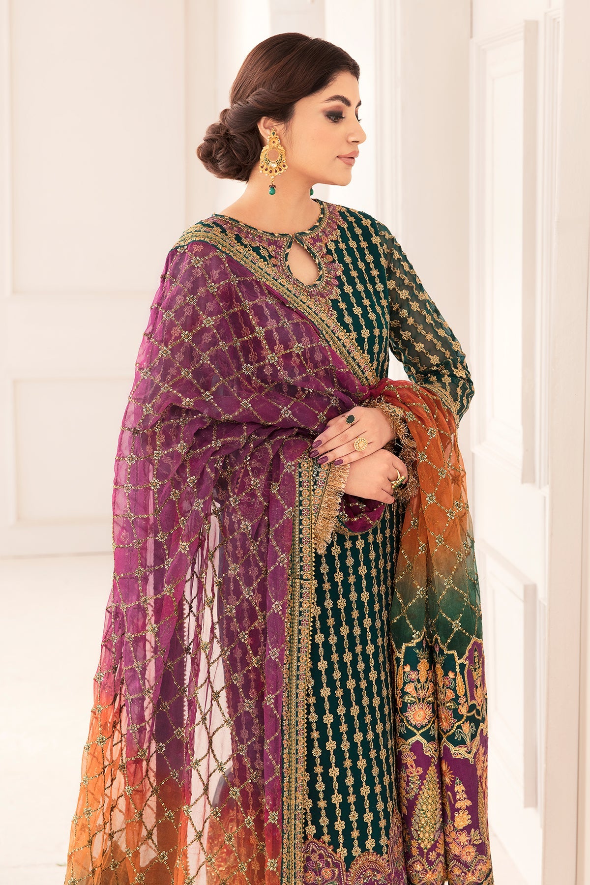 03 Piece Luxury  Embroidered Chiffon Suit - Ready  To Wear