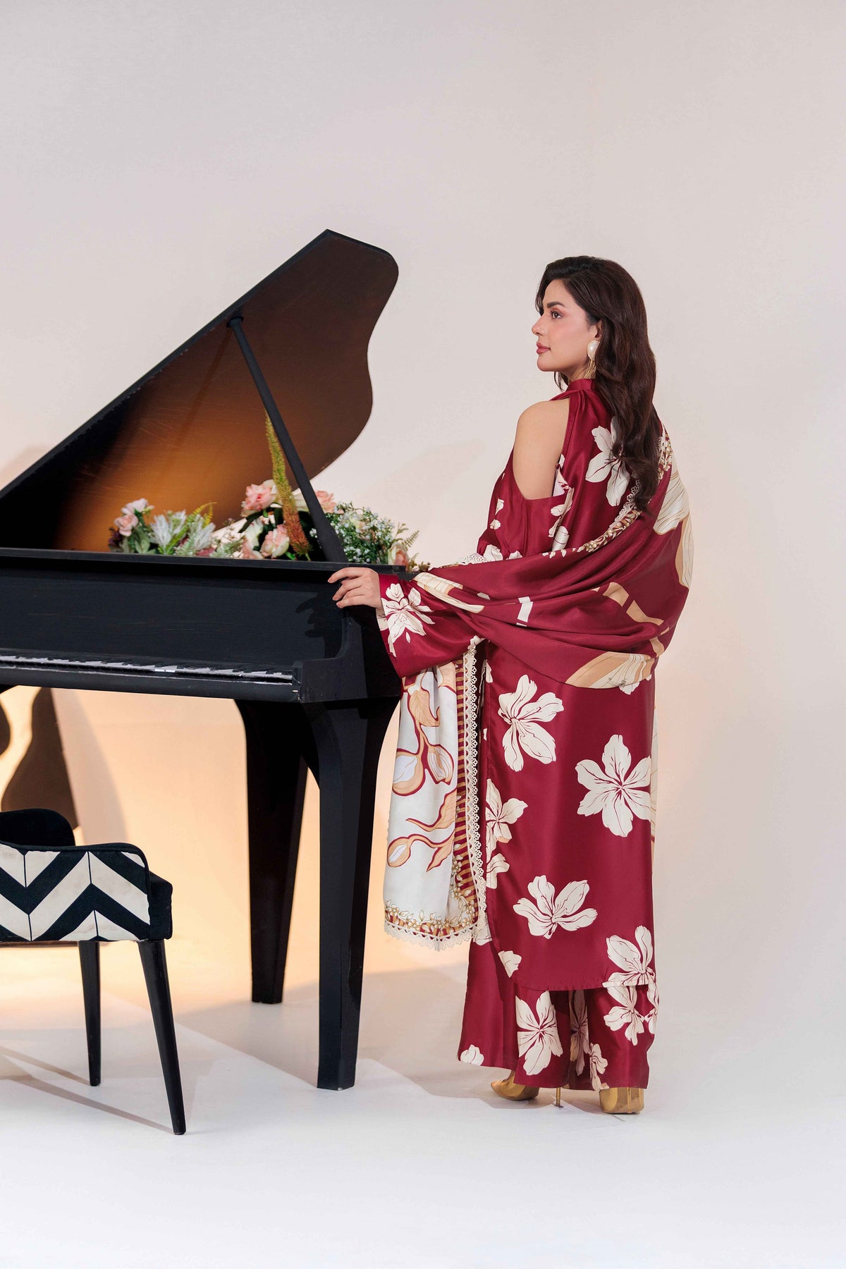 03-Piece Printed Pure Shamoze Silk Suit - Ready To Wear