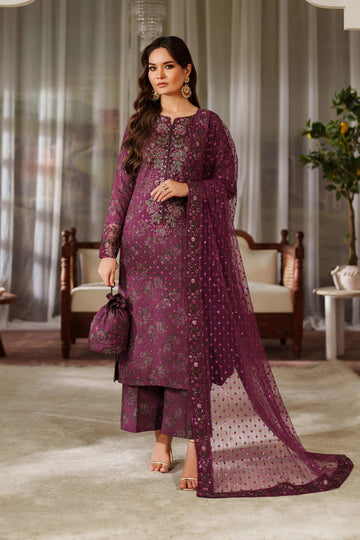 Deep Purple Premium Lawn Thread & Heavy Sequence Embroidered Dress | Ready to Wear