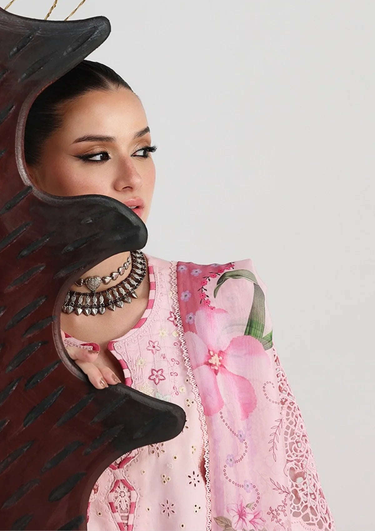 03-Piece Embroidered Lawn Suit With Silk Dupatta | Ready To Wear