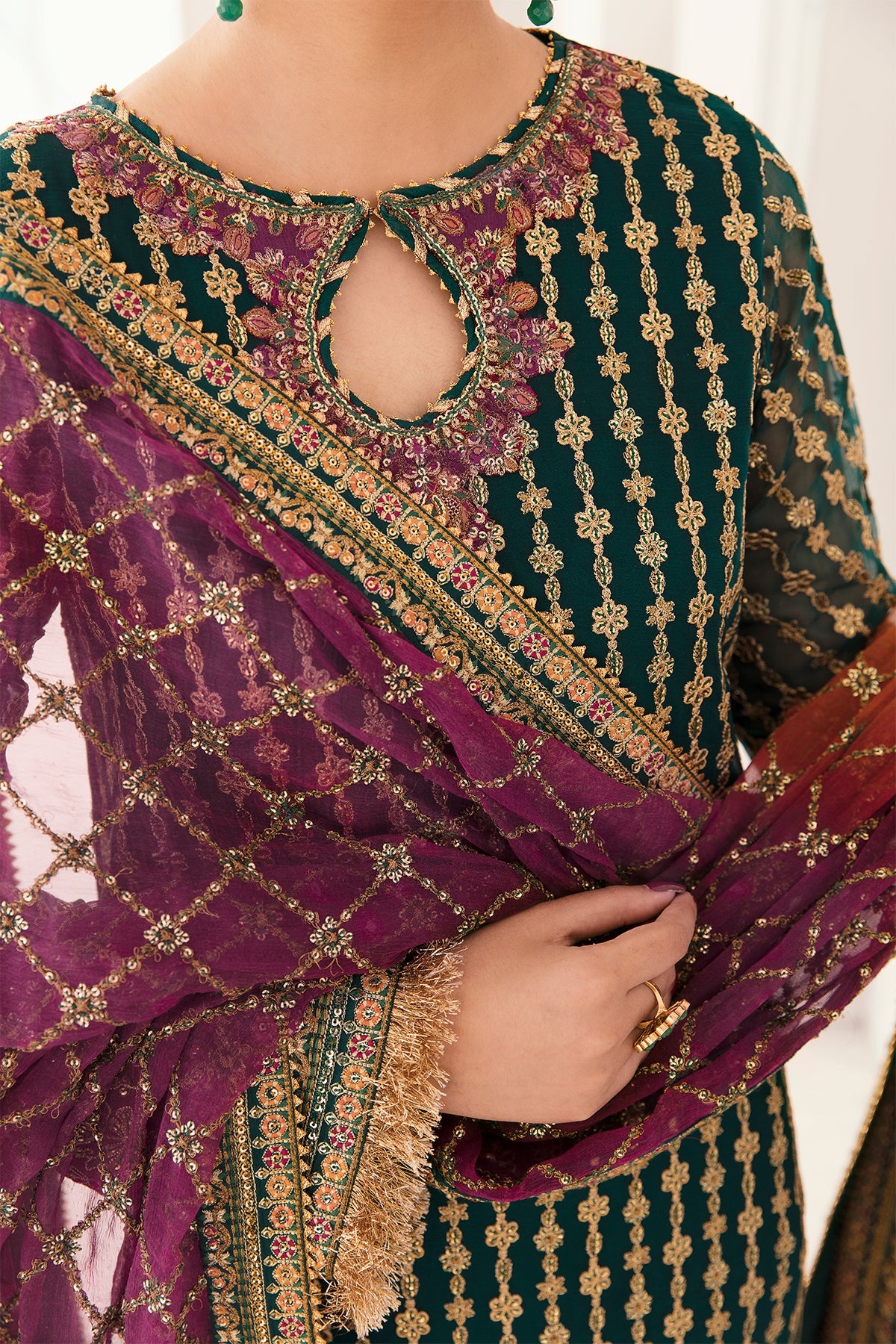 03 Piece Luxury  Embroidered Chiffon Suit - Ready  To Wear