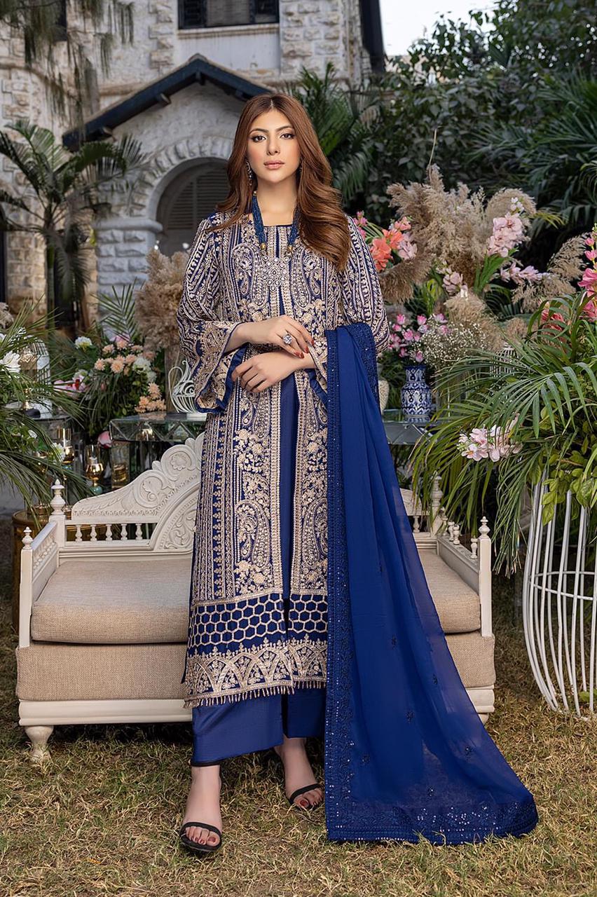 03-Piece Chiffon Suit With Embroidery | Ready To Wear
